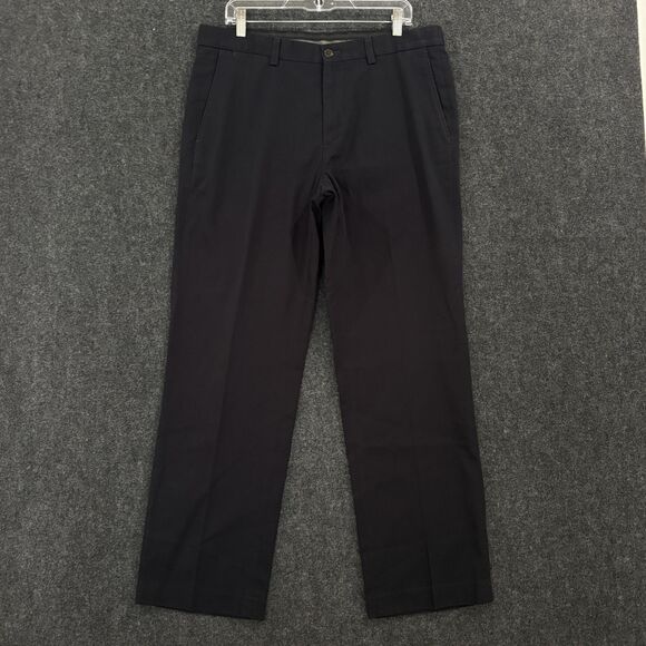 Eddie Bauer Pants Mens 35x32 Black Straight Fit Chino Dress Casual 100% Cotton - Picture 1 of 13
